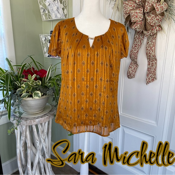 Sara Michelle Tops - Sara Michelle Top with Beautiful Gold Accent